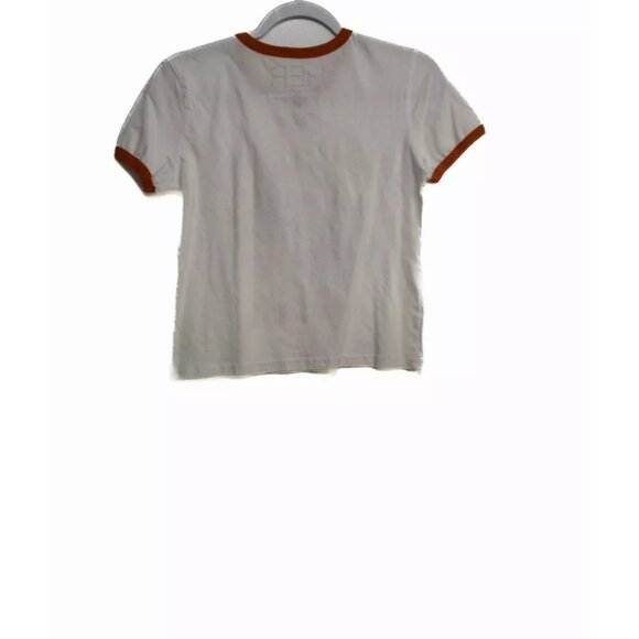 HER Womens White Red Cotton T-Shirt Graphic Print Cropped Top Short Sleeve M - Picture 4 of 7
